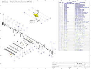 Automatic inline bottle cleaner with dry or wet cleaning options, model BR-15, Assy 975-300, by Acasi Machinery Inc.