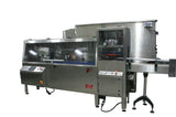 Automatic bottle unscrambler with Independent 100 cubic foot hopper and secondary orientation, model TruSort-SO, by Acasi Machinery Inc., front and right view