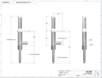 Automatic inline piston filler machine, high viscosity liquid products, 0.500 standard nozzle dimensions, by Acasi Machinery Inc.