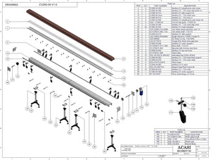 Automatic variable speed power straight, curve and custom bottle sanitary conveyor, Assy CV200-04-V1.0, by Acasi Machinery Inc.