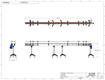 Automatic variable speed power straight, curve and custom bottle sanitary conveyor, model CV160 dimensional, by Acasi Machinery Inc.