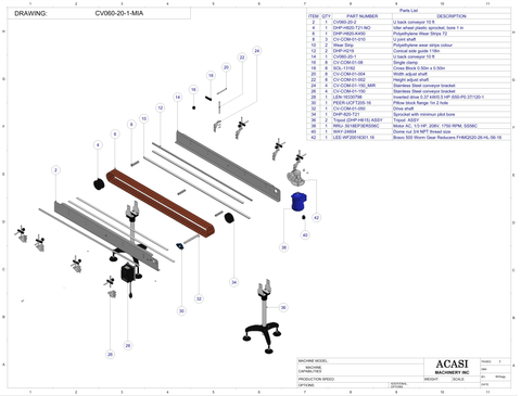 Variable Speed Power Conveyor, Assy CV060-2-1-MIA, by Acasi Machinery Inc.