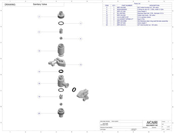 Automatic inline piston filler machine, Assy Sanitary Valve, by Acasi Machinery Inc.
