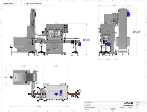 Automatic Inline Bottle Capping Machine Model TruCap-X-WFall-VP - Drawings