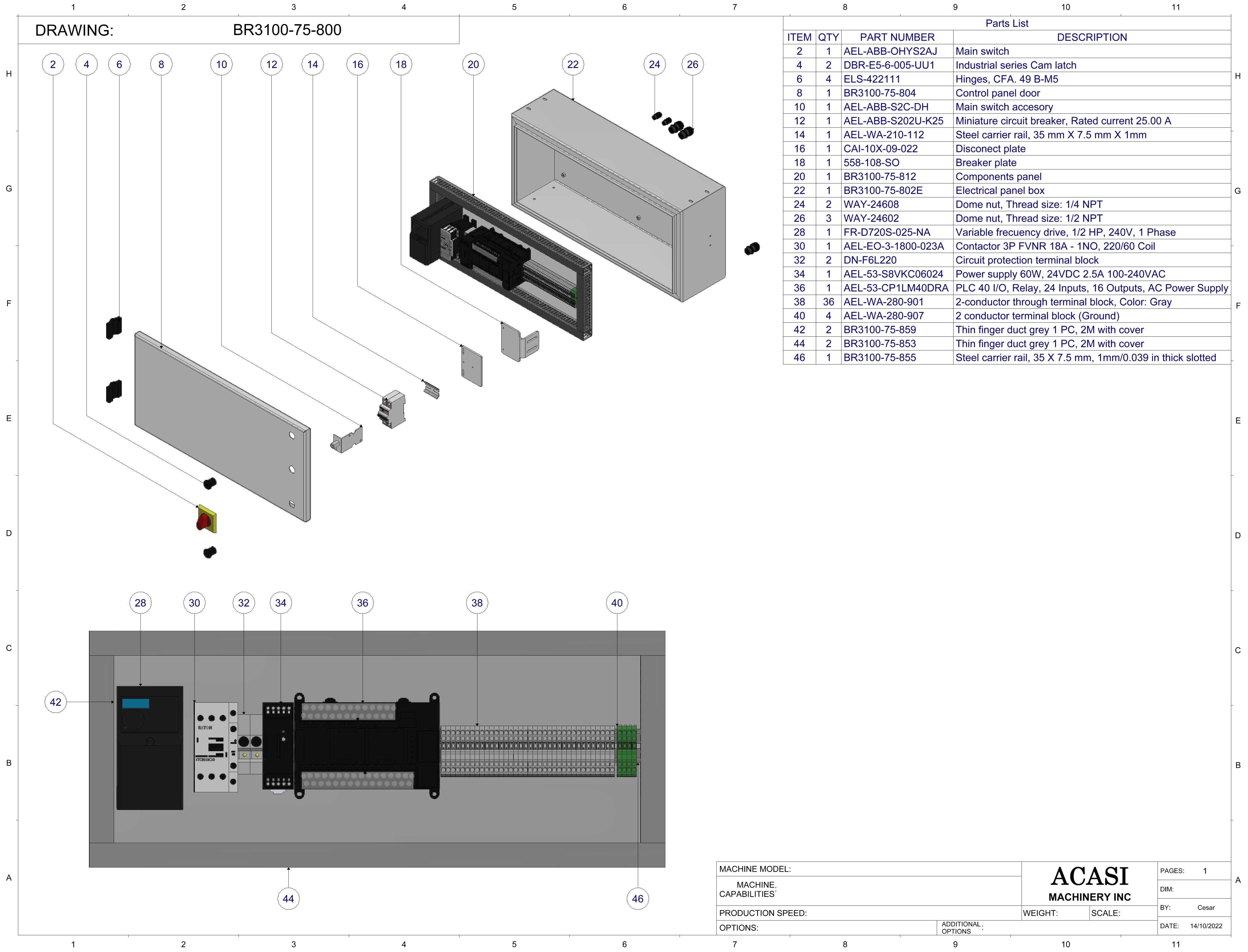 Rejected Part System Bottle Reject Model BR3100-45 - Parts | Electrical Panel – Acasi