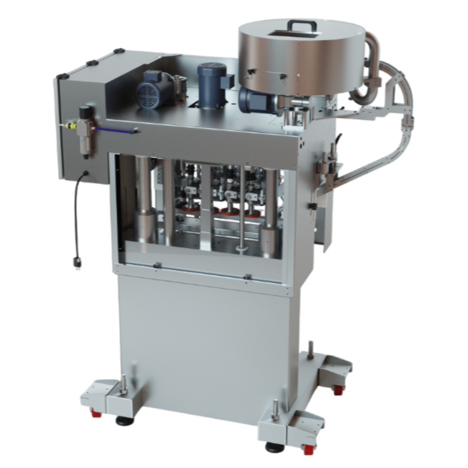 Automatic inline bottle cap machine with centrifugal cap feeder, model ...