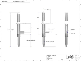 Automatic inline piston filler machine, high viscosity liquid products, 0.625 standard nozzle dimensions, by Acasi Machinery Inc.