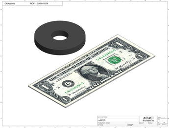 Automatic inline pressure overflow bottle filler machine, low viscosity, Part NOF-1.250-01-024, by Acasi Machinery Inc.