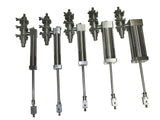 2.5, 5, 10, 20 and 34Oz Stainless steel Sanitary pistons, by Acasi Machinery Inc., Left view
