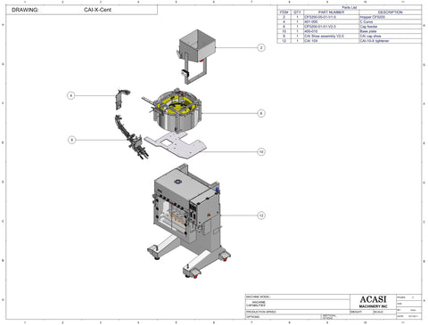 Automatic Inline Bottle Capping Machine Model CAI-X-Cent Parts