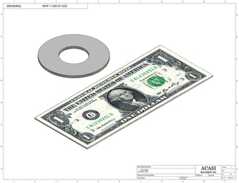 Automatic inline pressure overflow bottle filler machine, low viscosity, Part NOF-1.250-01-023, by Acasi Machinery Inc.