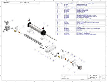 Automatic inline piston filler machine, high viscosity liquid products, Assy MiniPiston 650-1SH-300, by Acasi Machinery Inc.