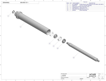 Automatic inline piston filler machine, high viscosity liquid products, pistons, Assy 650-650 V3, by Acasi Machinery Inc.