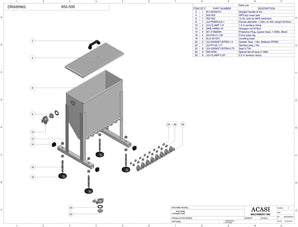 Automatic inline 8 miniature pistons filler machine, gating cylinders to automatically control handling of the bottles, high viscocity liquid products, model Minipiston, Assy 652-500, by Acasi Machinery Inc.