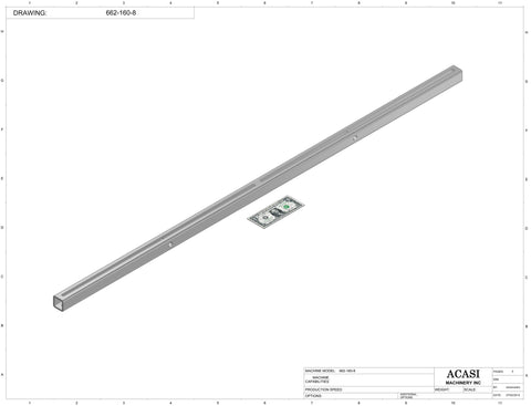 Automatic inline 8 pistons filler machine high-precision, electrically-driven ball screw movement, high viscocity liquid products, Part  662-160-8, by Acasi Machinery Inc.