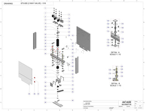Automatic inline piston filler machine, Model Trupiston-4-Vert, Assy 673-000 (3 WAY VALVE) - V18, by Acasi Machinery Inc.