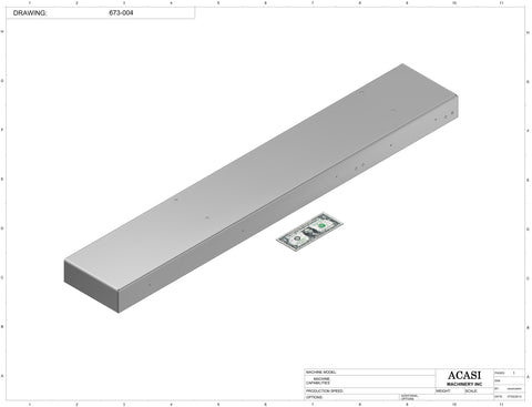 Automatic inline 8 pistons filler machine high-precision, electrically-driven ball screw movement, high viscocity liquid products, Part 673-004, by Acasi Machinery Inc.