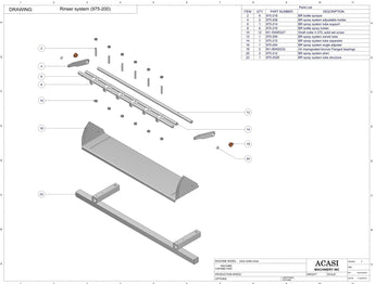 Automatic inline bottle cleaner with dry or wet cleaning options, model BR-15, Assy 975-200, by Acasi Machinery Inc.