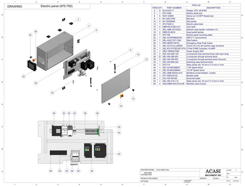 Automatic inline bottle cleaner with dry or wet cleaning options, model BR-15, Assy 975-700, by Acasi Machinery Inc.