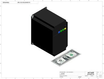 Automatic inline pressure overflow bottle filler machine, low viscosity, Component AEL-53-3G3JXAE015, by Acasi Machinery Inc.