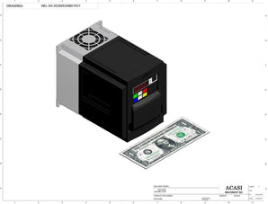 Automatic inline pressure overflow bottle filler machine, low viscosity, Component AEL-53-3G3MX2AB015V1, by Acasi Machinery Inc.