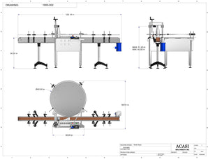 Automatic bottle reject, model 1900-002 dimensions, by Acasi Machinery Inc.