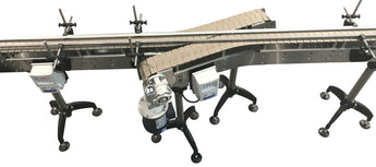 Automatic conveyor straight transfer, by Acasi Machinery Inc.,front view