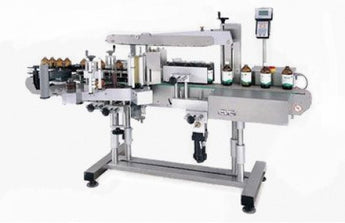 Automatic front/Back labeler machine with wrap station, model 430, by Acasi Machinery Inc.