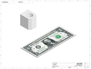 Automatic inline 4 miniature pistons filler machine, gating cylinders to automatically control handling of the bottles, high viscocity liquid products, model MiniPiston-4, Part 650-014, by Acasi Machinery Inc.