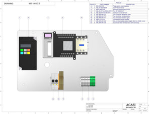 Automatic inline 4 miniature pistons filler machine, gating cylinders to automatically control handling of the bottles, high viscocity liquid products, model MiniPiston-4, Assy 650-100-V2.0, by Acasi Machinery Inc.