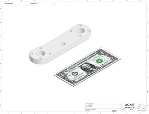 Automatic inline 4 miniature pistons filler machine, gating cylinders to automatically control handling of the bottles, high viscocity liquid products, model MiniPiston-4, Part 650-020, by Acasi Machinery Inc.