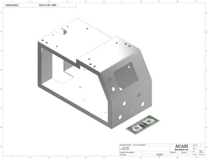 Automatic inline 4 miniature pistons filler machine, gating cylinders to automatically control handling of the bottles, high viscocity liquid products, model Minipiston, Assy 650-012E-VBR, by Acasi Machinery Inc.