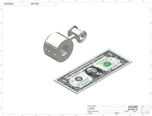 Automatic inline 4 miniature pistons filler machine, gating cylinders to automatically control handling of the bottles, high viscocity liquid products, model Minipiston, Assy 650-502E, by Acasi Machinery Inc.