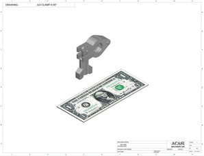 Automatic inline 4 miniature pistons filler machine, gating cylinders to automatically control handling of the bottles, high viscocity liquid products, model Minipiston, Component JUI-CLAMP-0.5, by Acasi Machinery Inc.