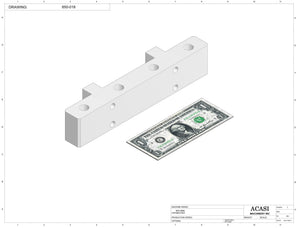 Automatic inline 4 miniature pistons filler machine, gating cylinders to automatically control handling of the bottles, high viscocity liquid products, model MiniPiston-4, Part 650-018, by Acasi Machinery Inc.