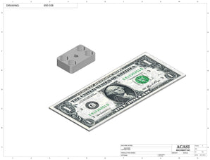Automatic inline 4 miniature pistons filler machine, gating cylinders to automatically control handling of the bottles, high viscocity liquid products, model MiniPiston-4, Part 650-038, by Acasi Machinery Inc.