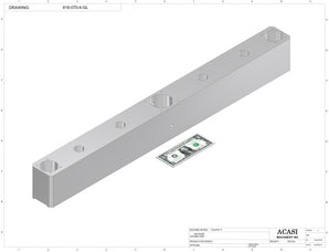 Automatic inline 4 pistons filler machine high-precision, electrically-driven ball screw movement, high viscocity liquid products, Part 616-070-4-GL, by Acasi Machinery Inc.