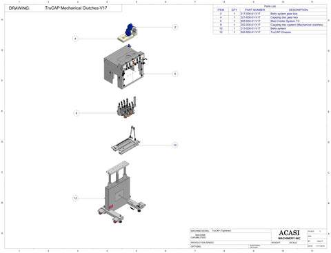 Automatic inline bottle cap tightener machine, Model - Trucap Mechanical Clutches-V17, by Acasi Machinery Inc.