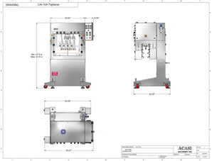 Automatic inline bottle cap tightener machine, model CAI,dimensions by Acasi Machinery Inc.