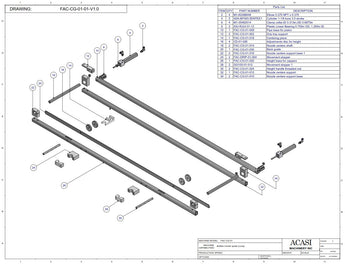 Automatic inline bottle filler machine, low and high viscosity, Assy FAC-CG-01-01-V1.0, by Acasi Machinery Inc.