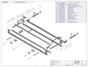 Automatic inline bottle filler machine, low and high viscosity, Assy FAC-CGD-48-01-V1.0, by Acasi Machinery Inc.