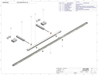 Automatic inline bottle filler machine, low and high viscosity, Assy FAC-DRIP-60-01-V2, by Acasi Machinery Inc.