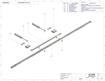 Automatic inline bottle filler machine, low and high viscosity, Assy FAC-DRIP-72-01-V2, by Acasi Machinery Inc.