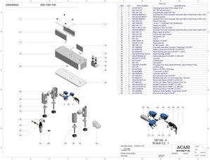 Automatic inline piston filler machine, Assy 650-1SH-100, by Acasi Machinery Inc.