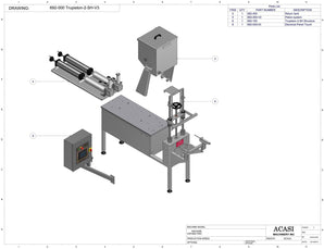 Automatic inline piston filler machine, Assy 692-000, by Acasi Machinery Inc.