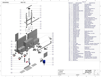 Automatic inline piston filler machine, Model Trupiston-12-Vert, Assy 682-100, by Acasi Machinery Inc.