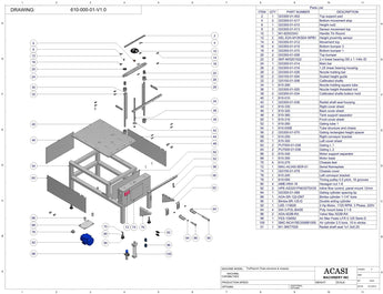 Automatic inline piston filler machine, Model Trupiston-4-Hor, Assy 610-000-01-V1.0, by Acasi Machinery Inc.