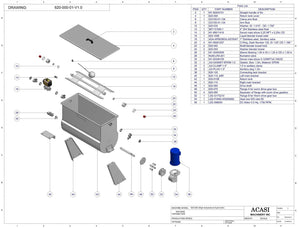 Automatic inline piston filler machine, Model Trupiston-4-Hor, Assy 620-000-01-V1.0, by Acasi Machinery Inc.