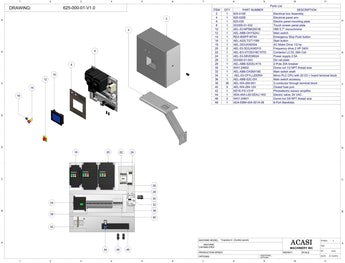 Automatic inline piston filler machine, Model Trupiston-4-Hor, Assy 625-000-01-V1.0, by Acasi Machinery Inc.
