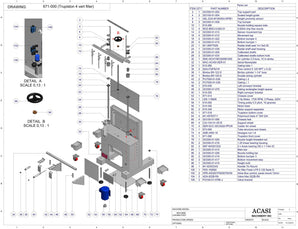 Automatic inline piston filler machine, Model Trupiston-4-Vert, Assy 671-000, by Acasi Machinery Inc.